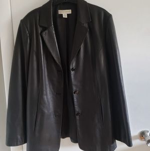 Ladies Black Leather Blazer